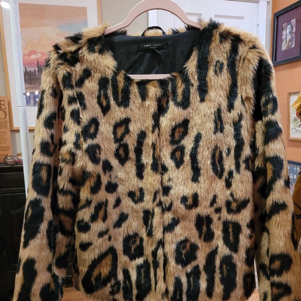Leopard Print Faux Fur Coat